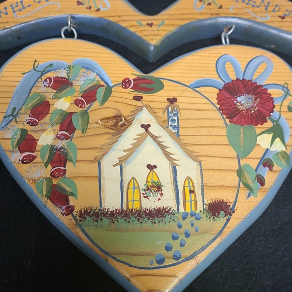 Vintage Cottagecore Welcome Friends Handpainted Folk Art Sign Made in Mexico - Picture 3 of 6